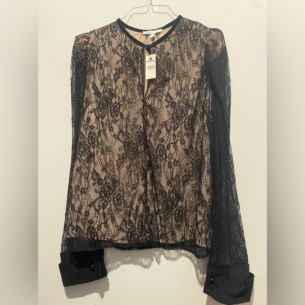 EXPRESS black and nude lace and velvet